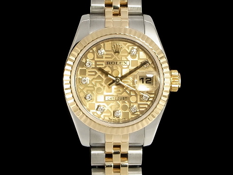 rolex 劳力士 datejust 179173 半金 蚝式女表 纪念面 钻石时标