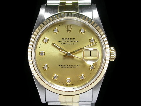 rolex 劳力士 16233 精镶 包台十钻面盘 半金 经典蚝式男表(已售出)